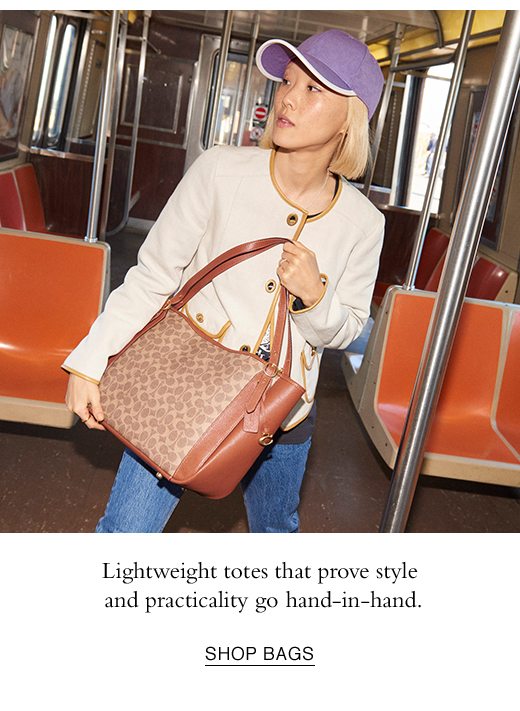 Lightweight totes that prove style and practicality go hand-in-hand. SHOP BAGS