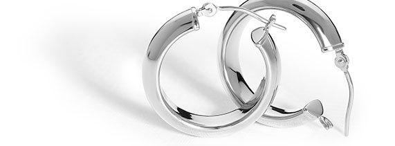 14K White Gold Hoop Earrings