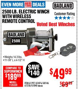 View 2500 lbs. ATV/Utility Electric Winch with Wireless Remote Control