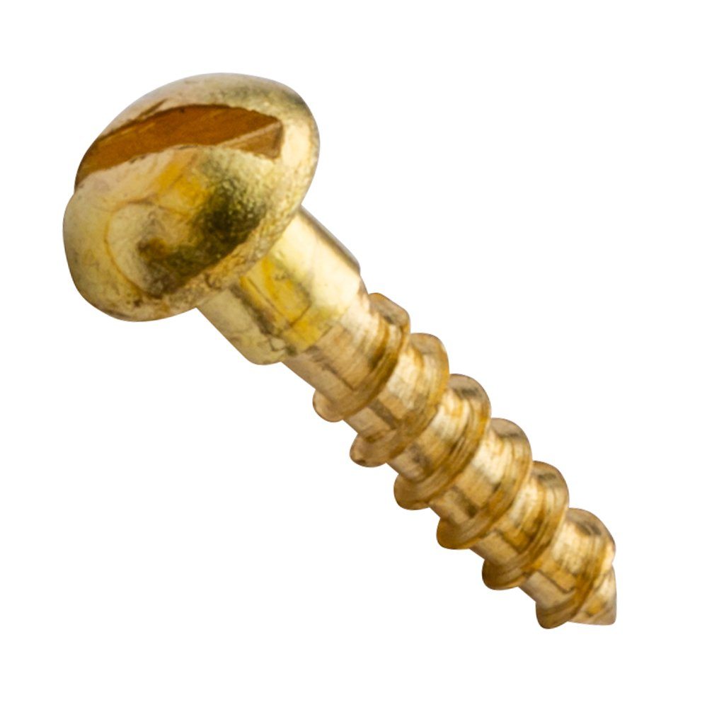 Centerline #2 x 1/2'' Round Head Slotted Wood Screws, Solid Brass, 50-Pack