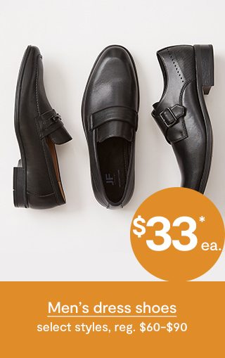 $33* ea. Men's dress shoes select styles, reg. $60-$90