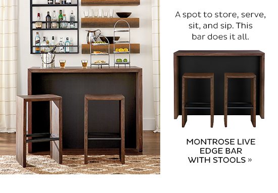 Montrose Live Edge Bar With Stools