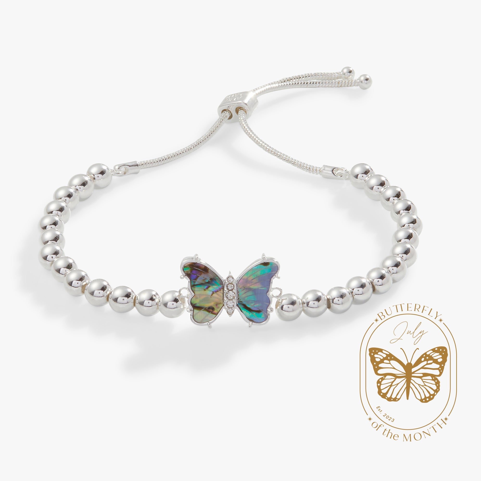 Carved Abalone Butterfly Tennis Bolo Bracelet