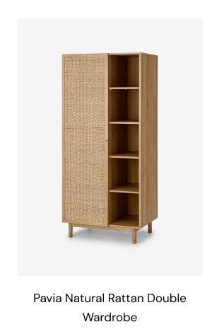 Pavia Natural Rattan Double Wardrobe