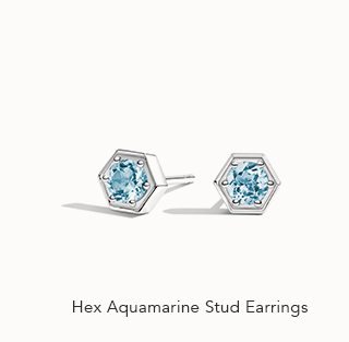 Hex Aquamarine Stud Earrings