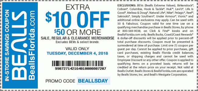 $10 Off $50 or More | Code BEALLSDAY | Get Coupon