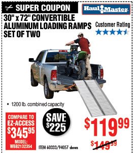 1200 lb. Capacity 30-1/4 in. x 72 in. Convertible Aluminum Loading Ramp