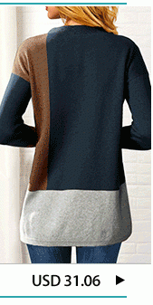 Long Sleeve Pullover Contrast Panel Sweater 