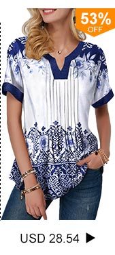 Retro Print Split Neck Pleated Blouse