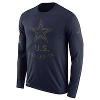 Men's Dallas Cowboys Nike Navy Salute to Service Sideline Legend Performance Long Sleeve T-Shirt