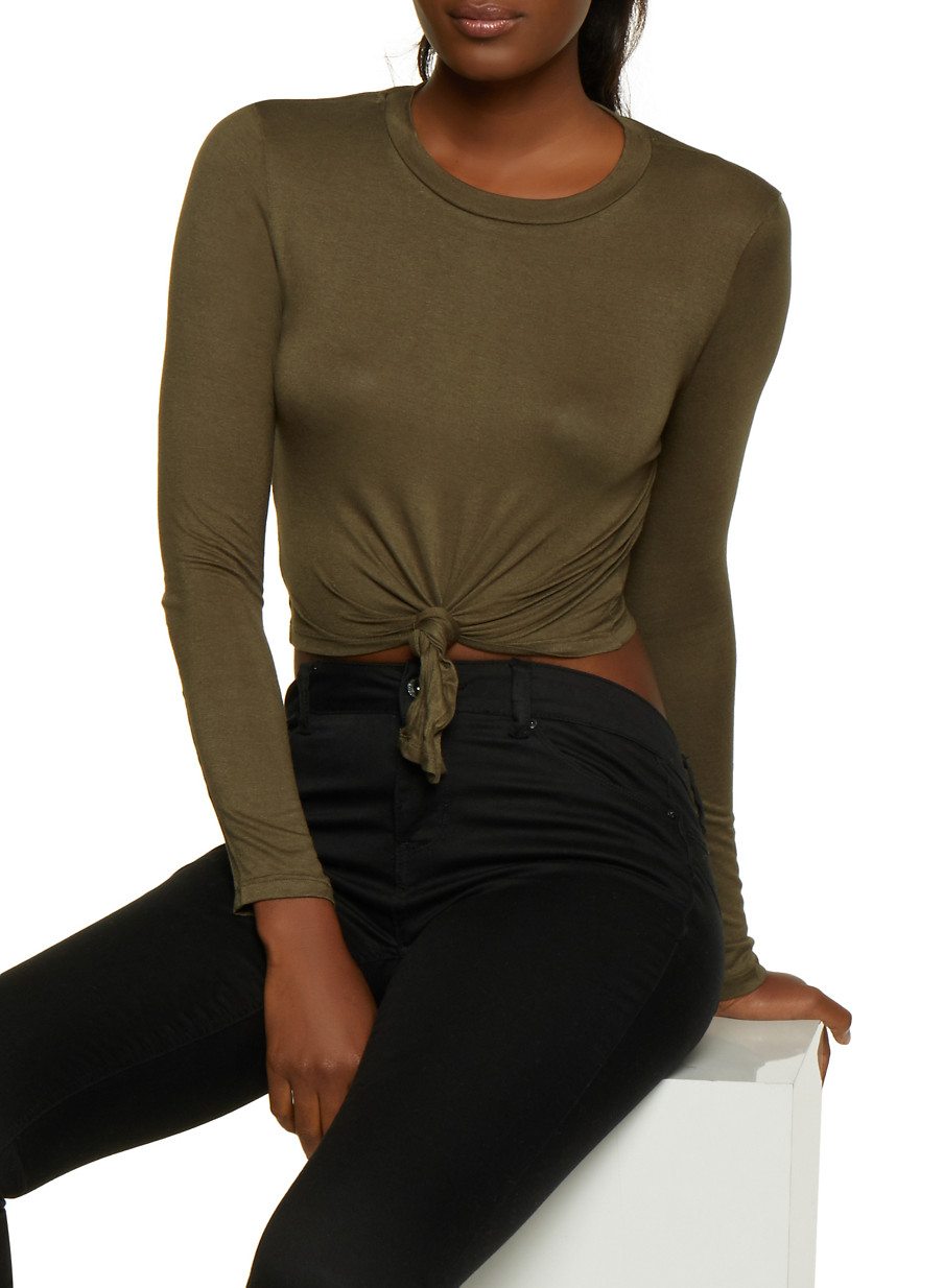 Long Sleeve Tie Front Tee