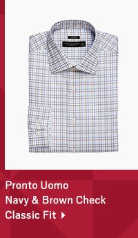 Pronto Uomo Navy & Brown Check Classic Fit>