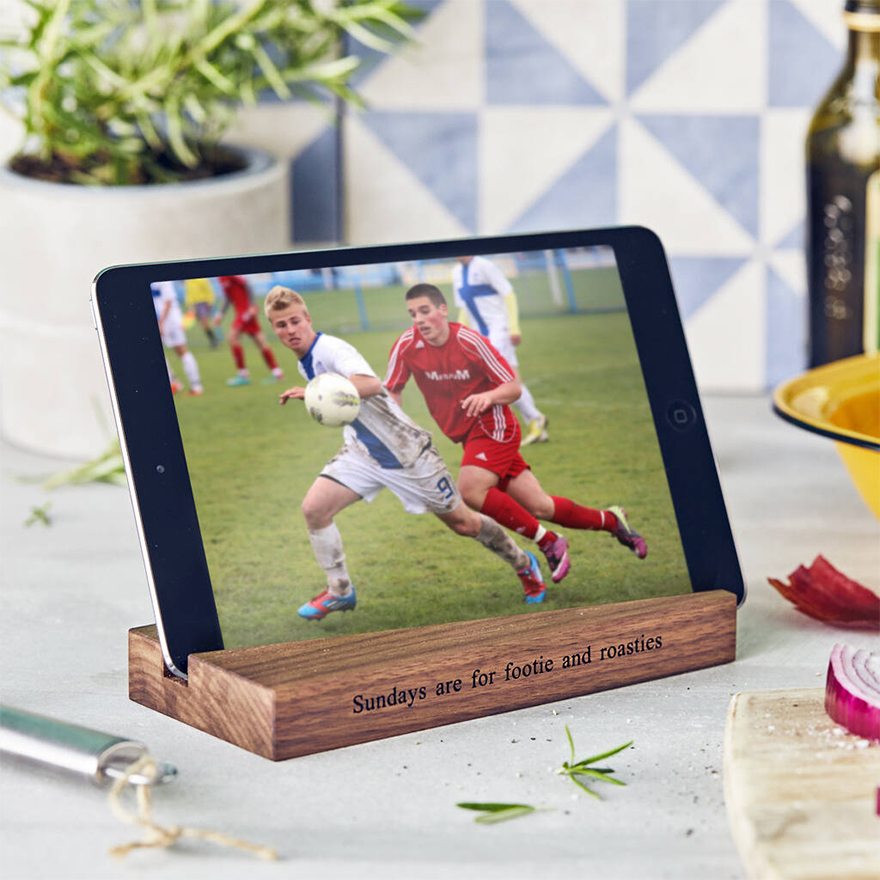 Personalised Tablet Stand In Oak Or Walnut