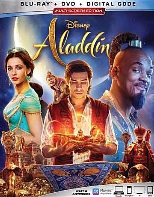 DVD Cover Image: Aladdin; Director: Guy Ritchie Cast: Will Smith, Mena Massoud, Naomi Scott 