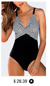 Spaghetti Strap Striped One Piece Swimwear