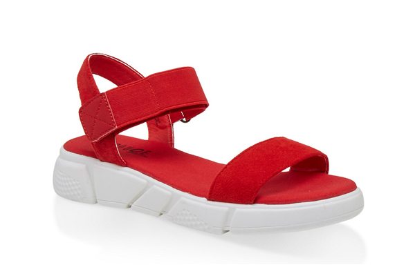 One Band Sporty Velcro Ankle Strap Sandals