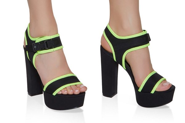 Sporty Platform Contrast Trim Block Heel Sandals