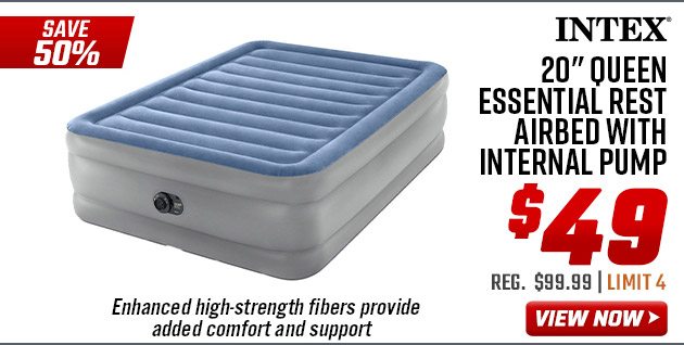 Intex 20'' Queen Essential Rest Airbed With Internal Pump