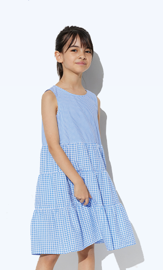 PDP13 - GIRLS SEERSUCKER TIERED SLEEVELESS DRESS