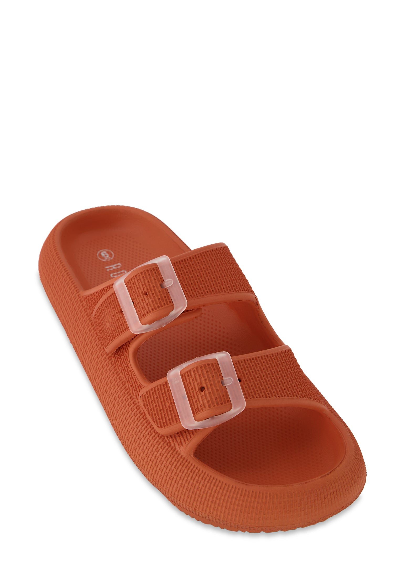 Double Buckled Band Slide Sandals
