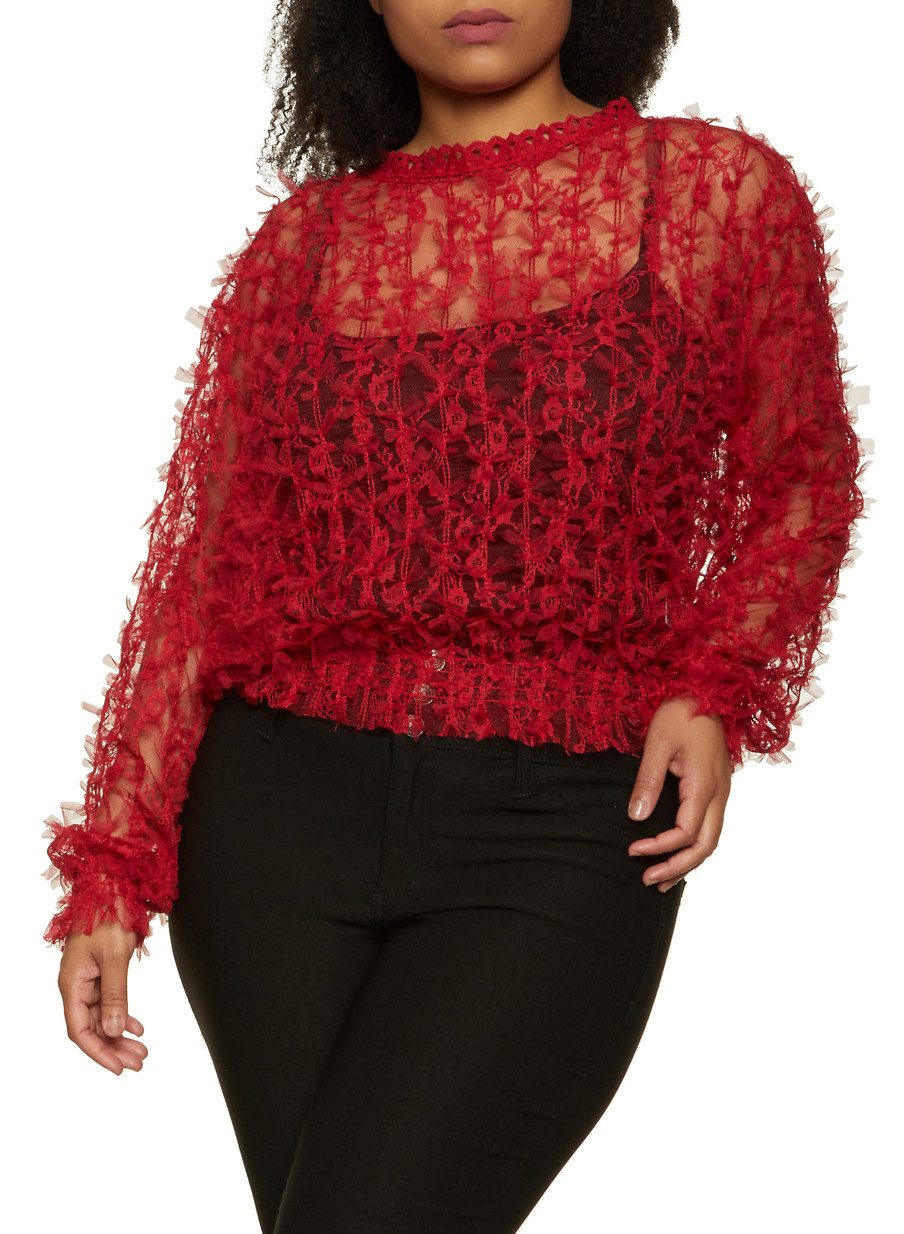 Plus Size Knotted Mesh Top