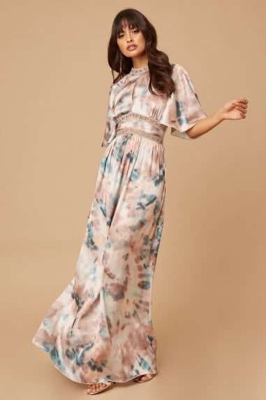 Mishka Agate-Print Pleated Maxi Dress