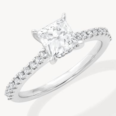 Lab-Created Diamonds by KAY Engagement Ring 1-1/4 ct tw Princess & Round-cut 14K White Gold