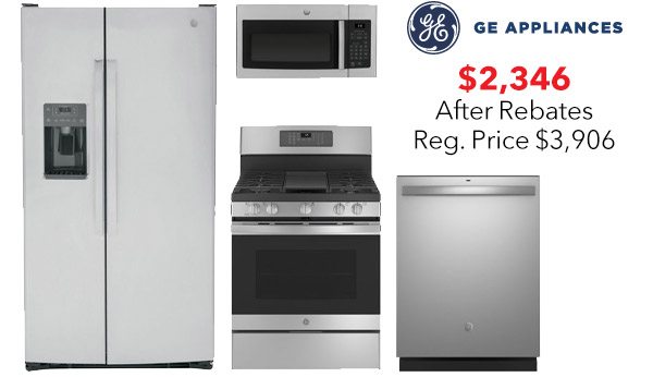 GE Side-by-Side Stainless Refrigerator Appliance Package & Gas Range $2,346 After Rebates (reg. Price $3,906)