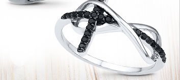 Black Diamond Cross Ring
