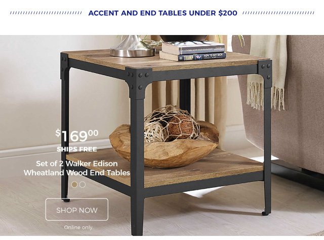 Accent and End tables Under $200 | Set of 2 Walker Edison Wheatland Wood End Tables | $169.00 | ships free | shop now | online only.