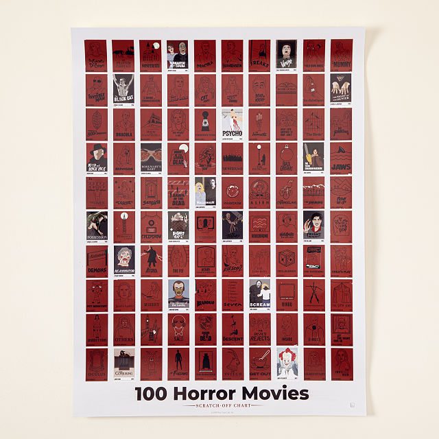 100 Horror Movies Scratch Off Chart