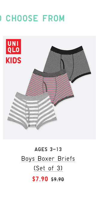 BOYS BOXER BRIEFS (SET OF 3) $7.90 $19.90 - SHOP MEN