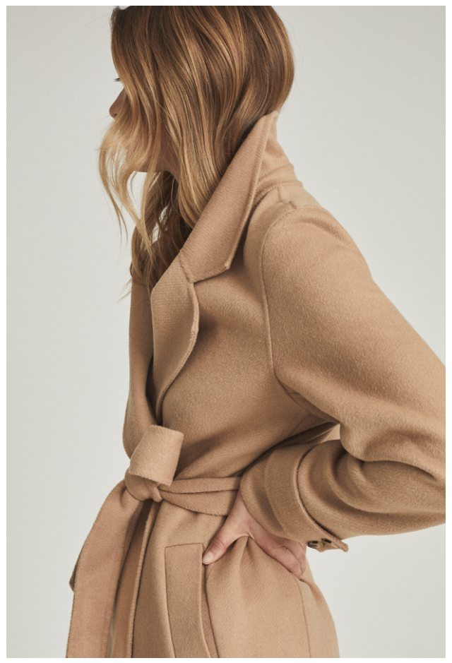 Leah Camel Wool Blend Longline Overcoat