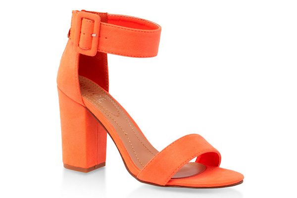 Buckle Ankle Strap Block Heel Sandals