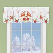 Embroidered Christmas Reindeer Window Curtains