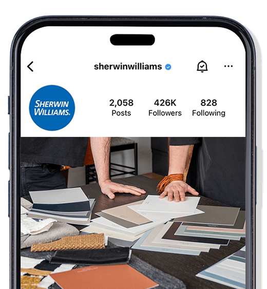 A Sherwin-Williams Instagram post on a phone