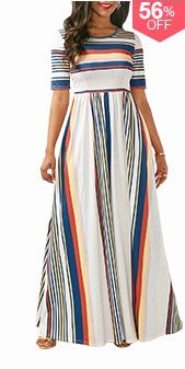 Printed White High Waist Maxi Dress