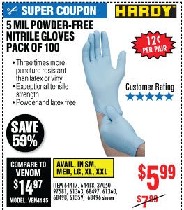 View 5 mil Nitrile Powder-Free Gloves 100 Pc XX-Large