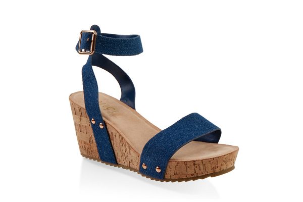 Ankle Strap Cork Wedge Sandals