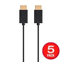 Monoprice 4K UltraFlex Small Diameter High Speed HDMI Cable 3ft - 18Gbps Black - 5 Pack
