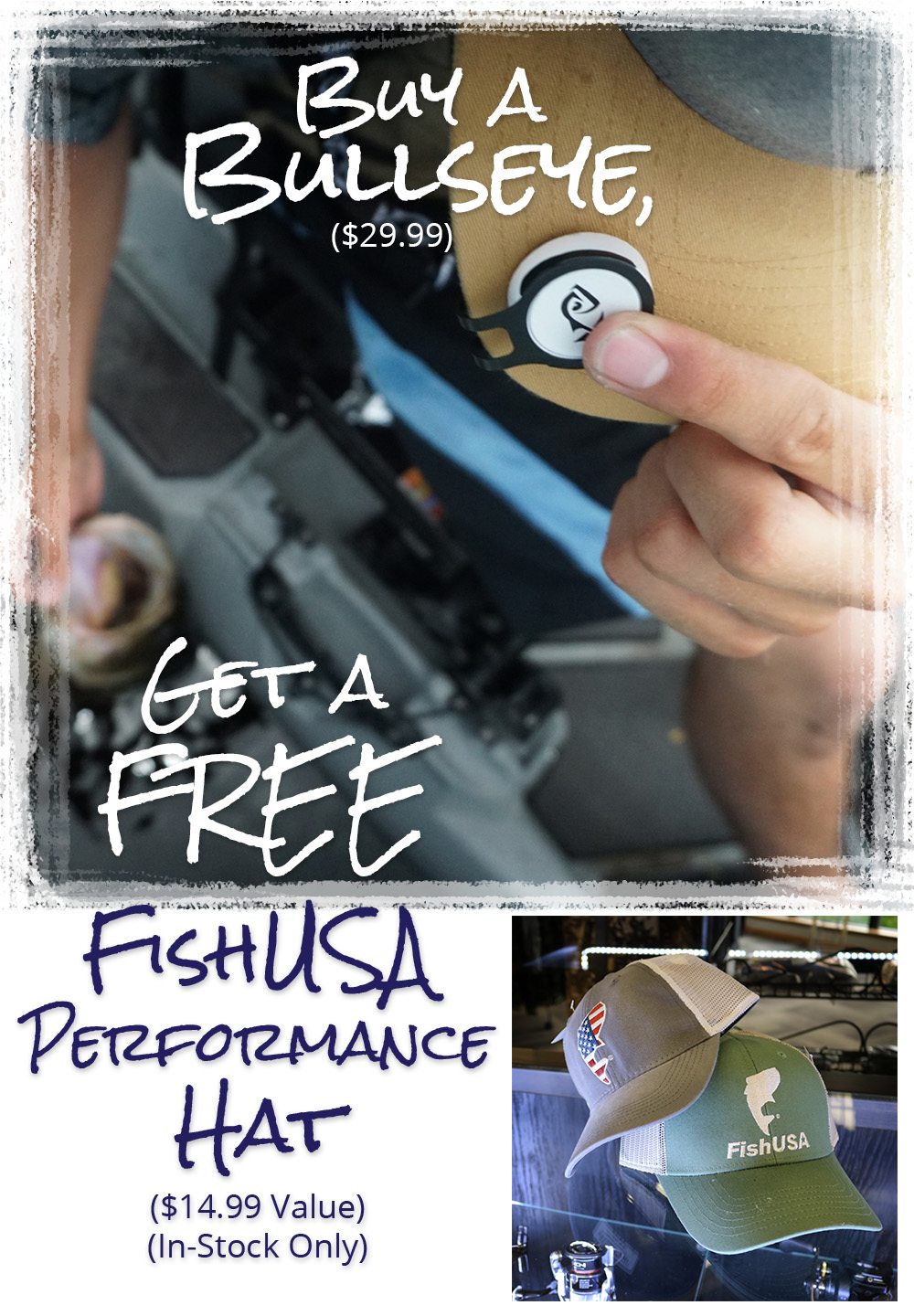 Get a FREE FishUSA Performance Hat with today's ANGLR Bullseye Fishing Tracker purchase!