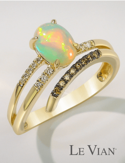 Le Vian Good Karma Oval-Cut Opal Coil Ring 1/10 ct tw Diamonds 14K Honey Gold