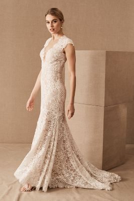 Wtoo by Watters Philomene Lace Cap-Sleeve Wedding Gown?