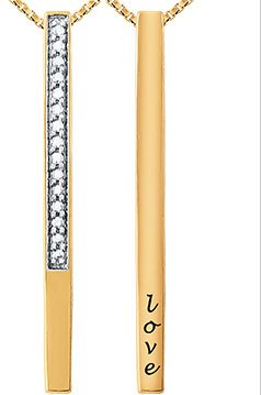 Love Textured Bar Necklace 10K Yellow Gold