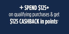 + SPEND $125+ on qualifying purchases & get $125 CASHBACK in points†