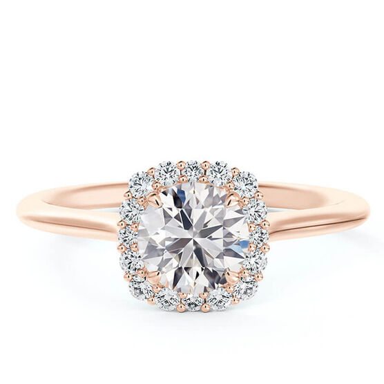 Rose Gold Forevermark Round Diamond Cushion Halo Ring 18K