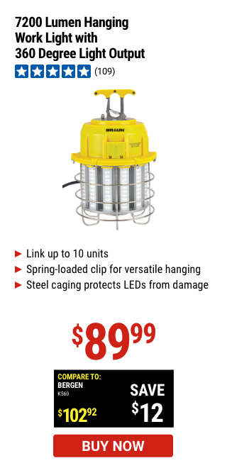 7200 Lumen Hanging Wall Light with 360 Degree Light Output