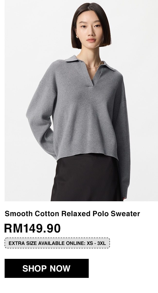 Smooth Cotton Relaxed Polo Sweater