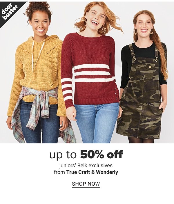 up to 50% off Juniors fashion from True Craft and Wonderly - Shop Now