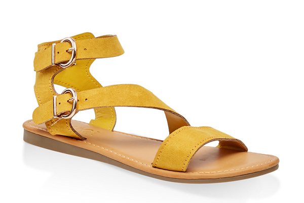 Asymmetrical Double Ankle Strap Sandals